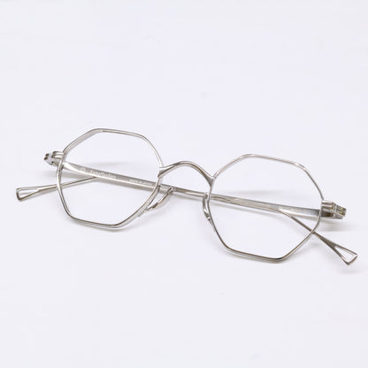 KameManNen KMN152 TS Octagon Silver Titanium Glasses Size 46X23-145