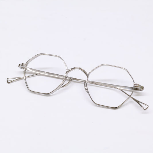 KameManNen KMN152 TS Octagon Silver Titanium Glasses Size 46X23-145