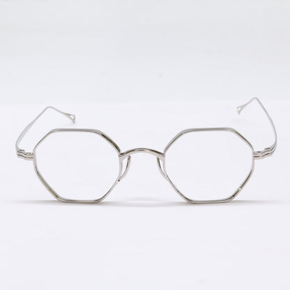 KameManNen KMN152 TS Octagon Silver Titanium Glasses Size 46X23-145