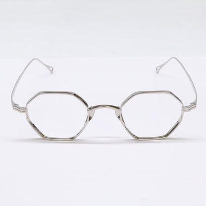 KameManNen KMN152 TS Octagon Silver Titanium Glasses Size 44X23-145
