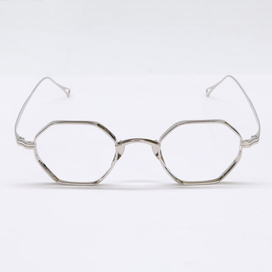 KameManNen KMN152 TS Octagon Silver Titanium Glasses Size 44X23-145