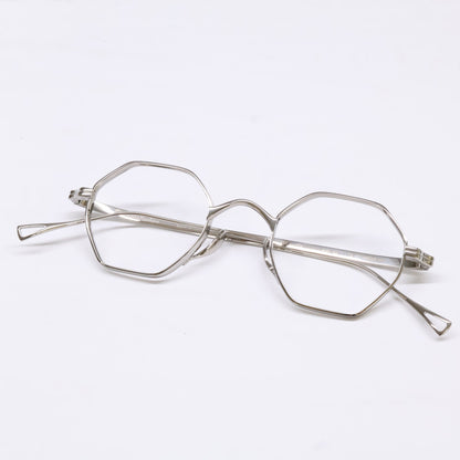 KameManNen KMN152 TS Octagon Silver Titanium Glasses Size 44X23-145
