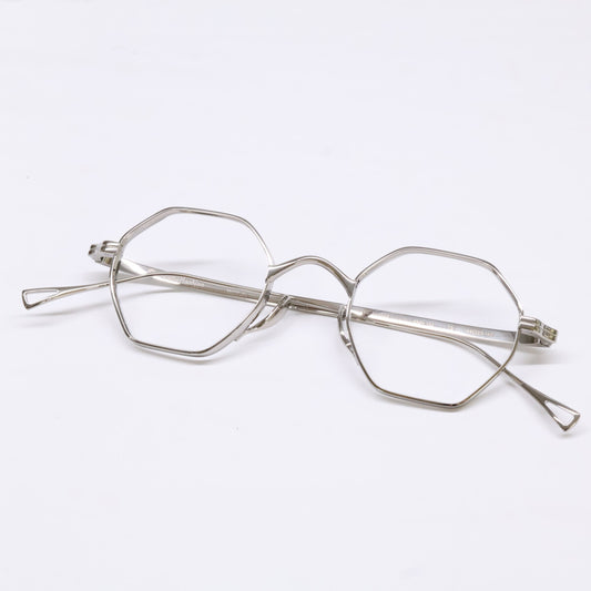 KameManNen KMN152 TS Octagon Silver Titanium Glasses Size 44X23-145