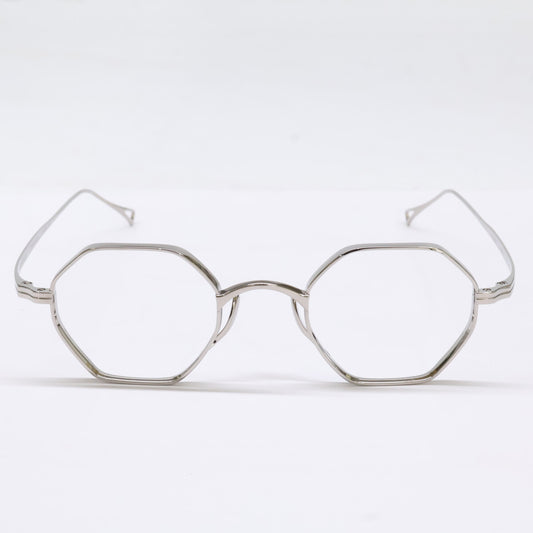 KameManNen KMN152 TS Octagon Silver Titanium Glasses Size 44X23-145