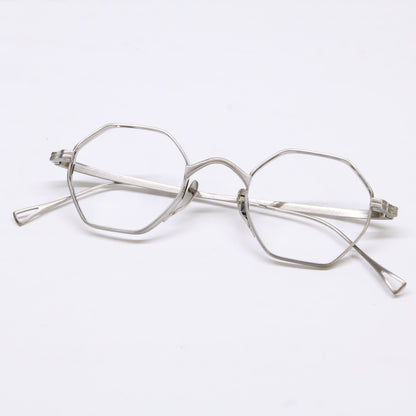 KameManNen KMN152 Octagon Eyeglasses Silver Size 44X23-145