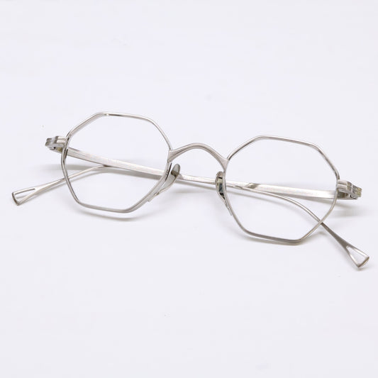 KameManNen KMN152 Octagon Eyeglasses Silver Size 44X23-145