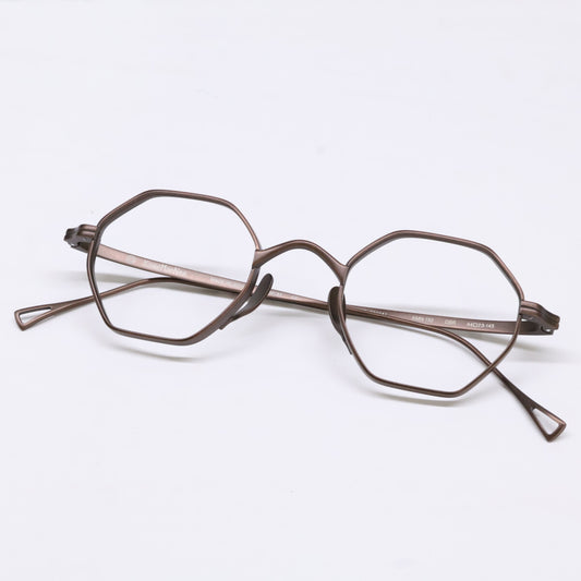 KameManNen KMN152 Octagon Eyeglasses Brown Size 44X23-145