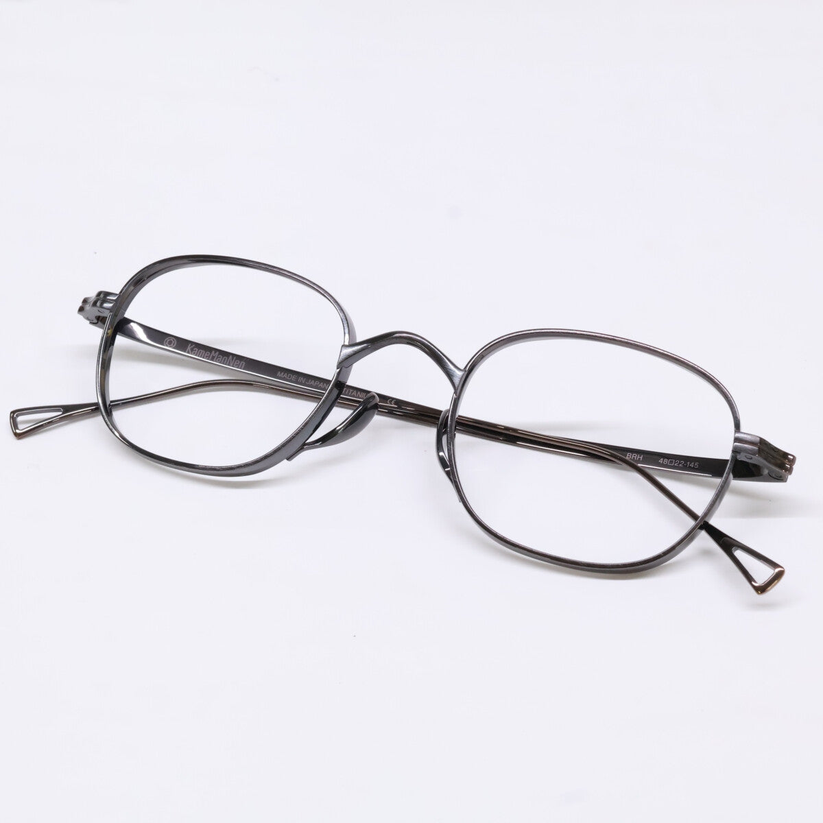 KameManNen KMN114 Square Eyeglasses Brown Size 48X22-145