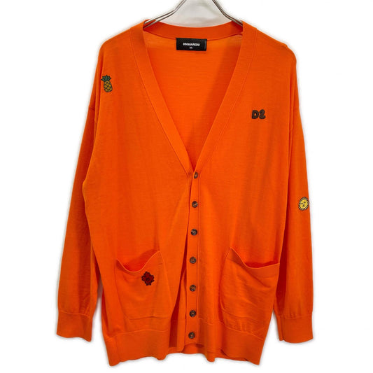 DSQUARED2 S75HA1148 Oversized Patch Cardigan Orange Size XS