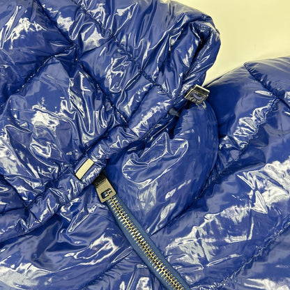 HERNO PI1350D Gloss Belted Padded Down Jacket Blue Size 40