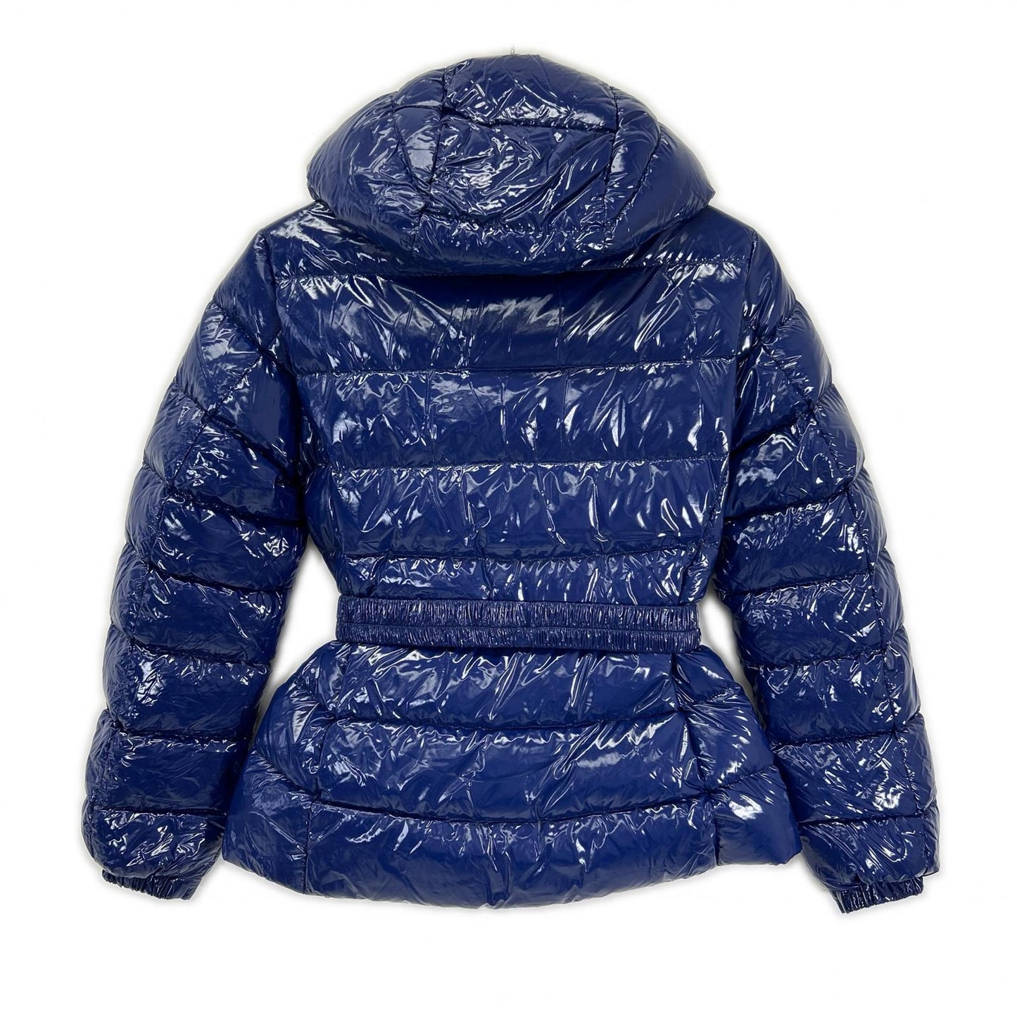 HERNO PI1350D Gloss Belted Padded Down Jacket Blue Size 40