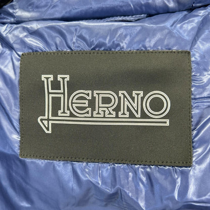 HERNO PI1350D Gloss Belted Padded Down Jacket Blue Size 40