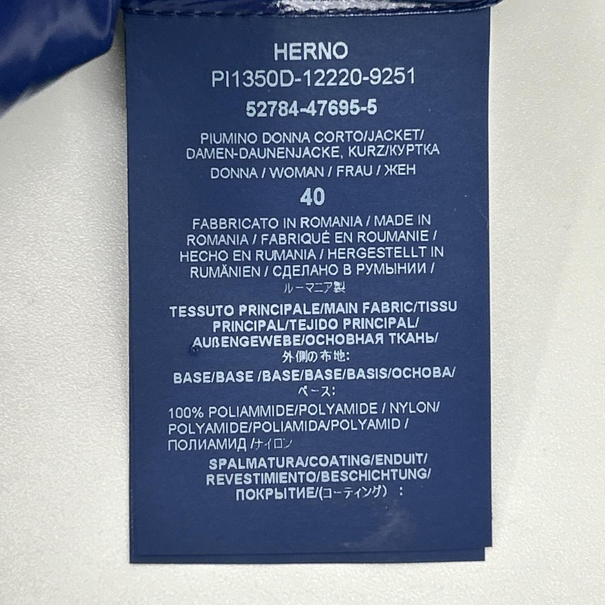 HERNO PI1350D Gloss Belted Padded Down Jacket Blue Size 40