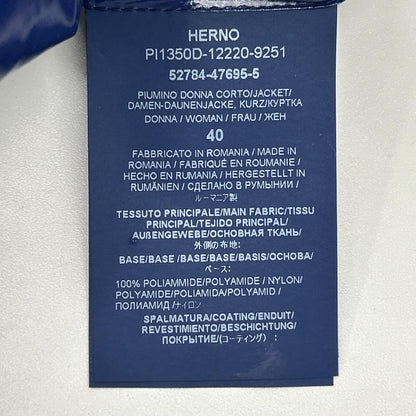 HERNO PI1350D Gloss Belted Padded Down Jacket Blue Size 40