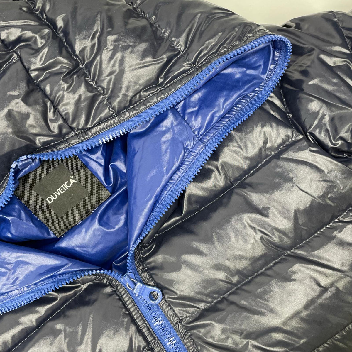 DUVETICA ACE Long Down Coat Black/Blue Size 42