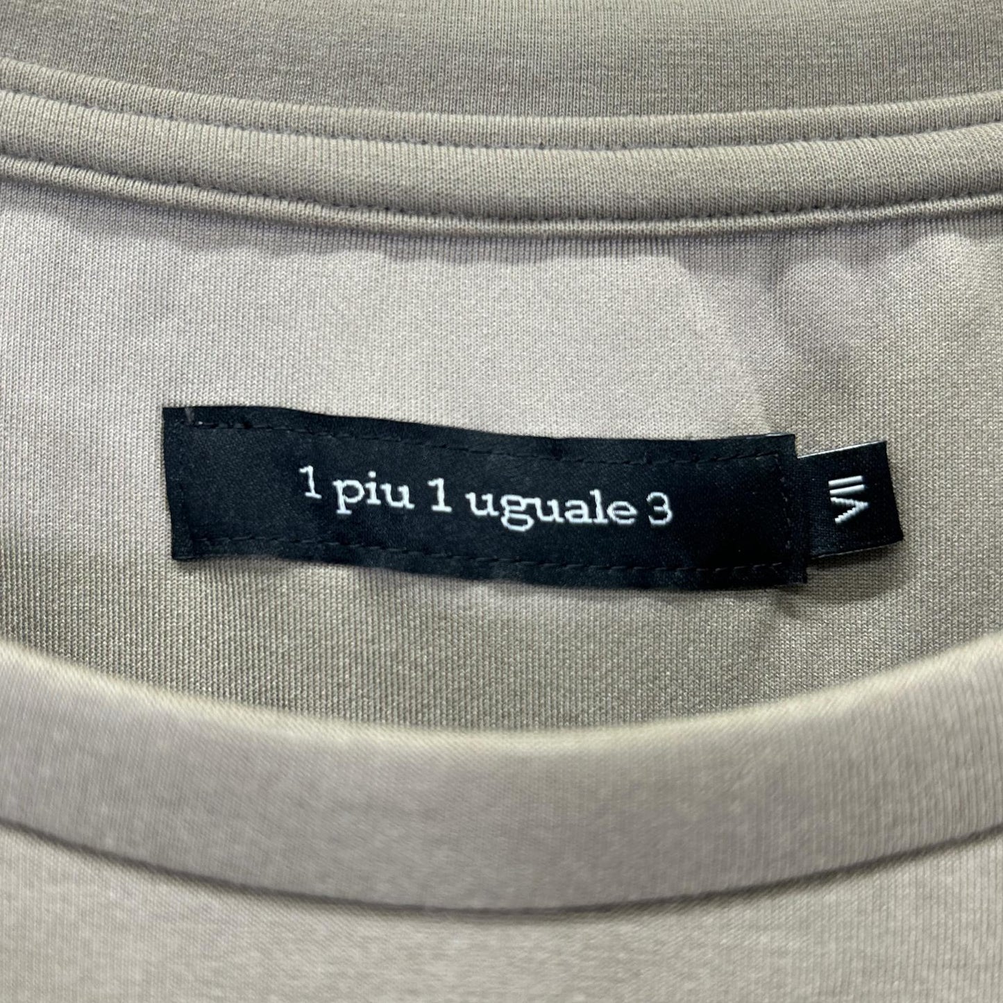 1piu1uguale3 Khaki S/S Big Crew Logo T-Shirt Size VII