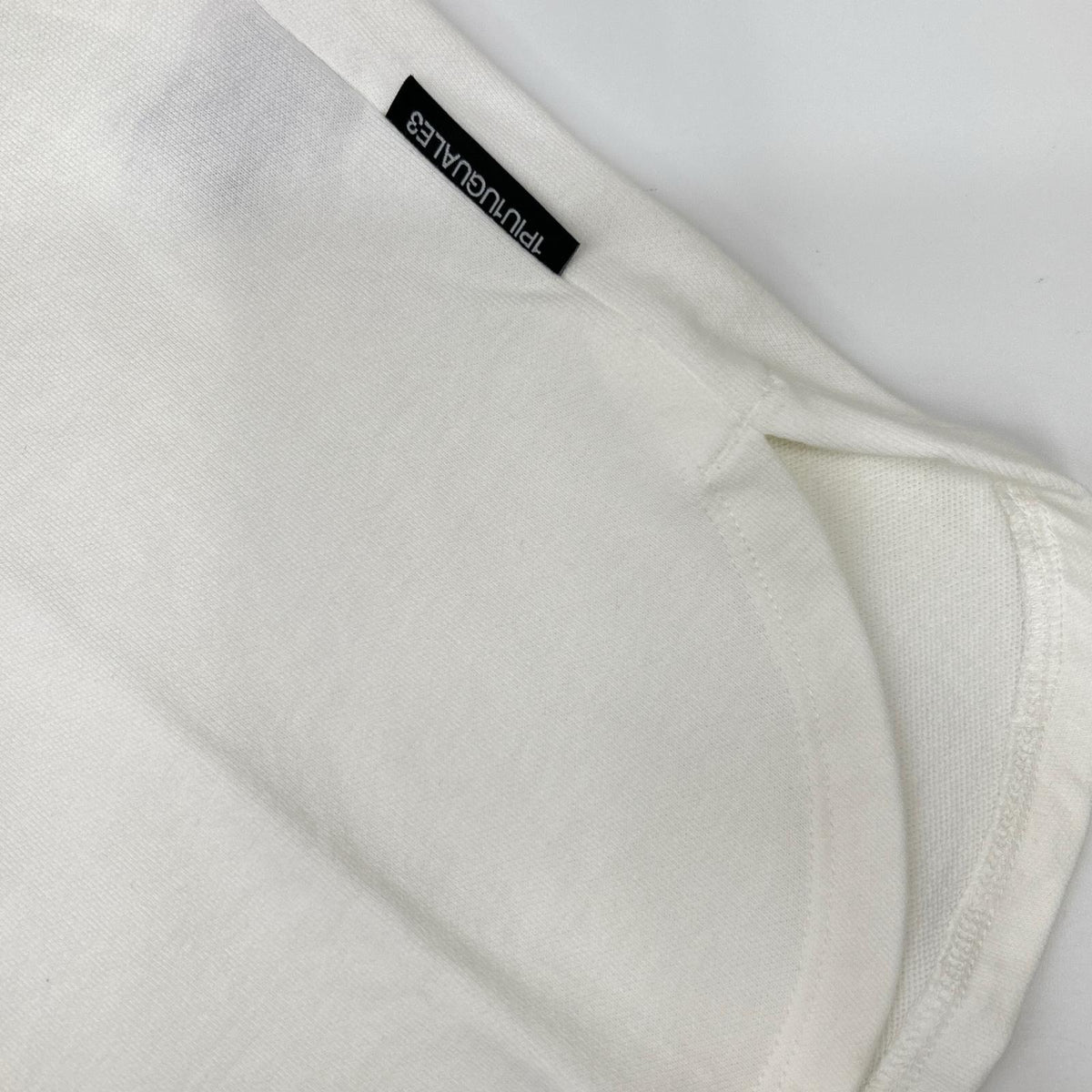 1piu1uguale3 White Round Big Side Slit T-Shirt Size IV