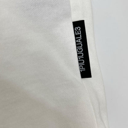 1piu1uguale3 White Round Big Side Slit T-Shirt Size IV