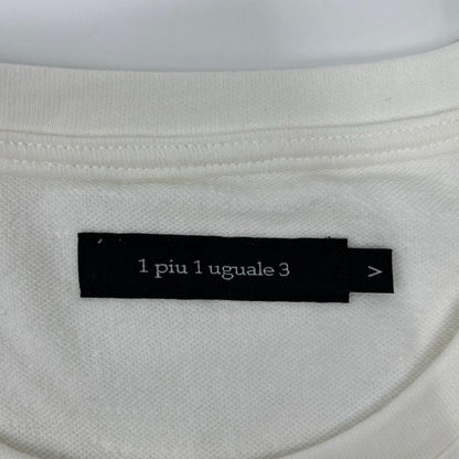 1piu1uguale3 White Round Big Side Slit T-Shirt Size V