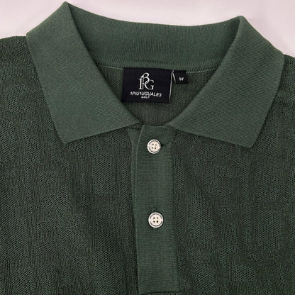 1piu1uguale3 Green Cotton Knit S/S Polo Shirt Size IV