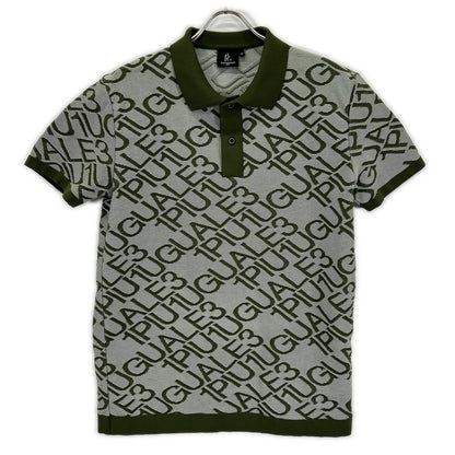 1piu1uguale3 Green All-Over Logo Knit Polo Size IV