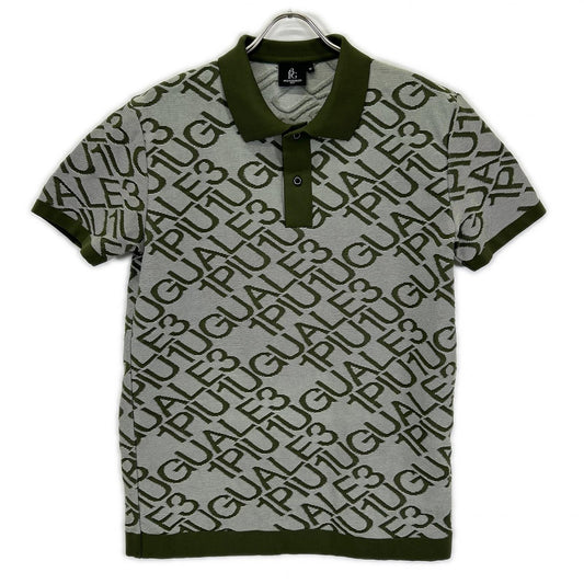 1piu1uguale3 Green All-Over Logo Knit Polo Size IV