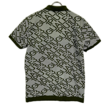 1piu1uguale3 Green All-Over Logo Knit Polo Size IV