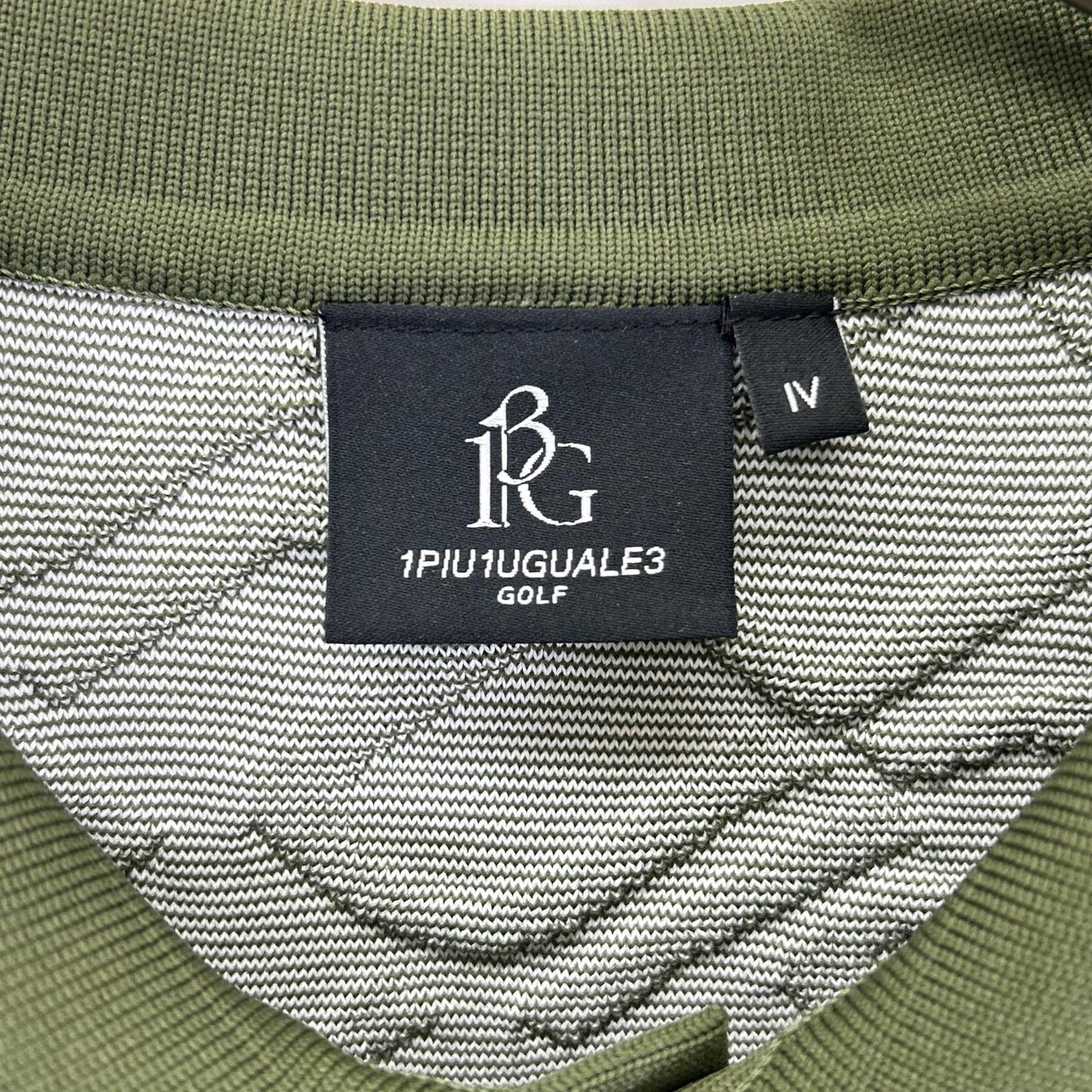 1piu1uguale3 Green All-Over Logo Knit Polo Size IV