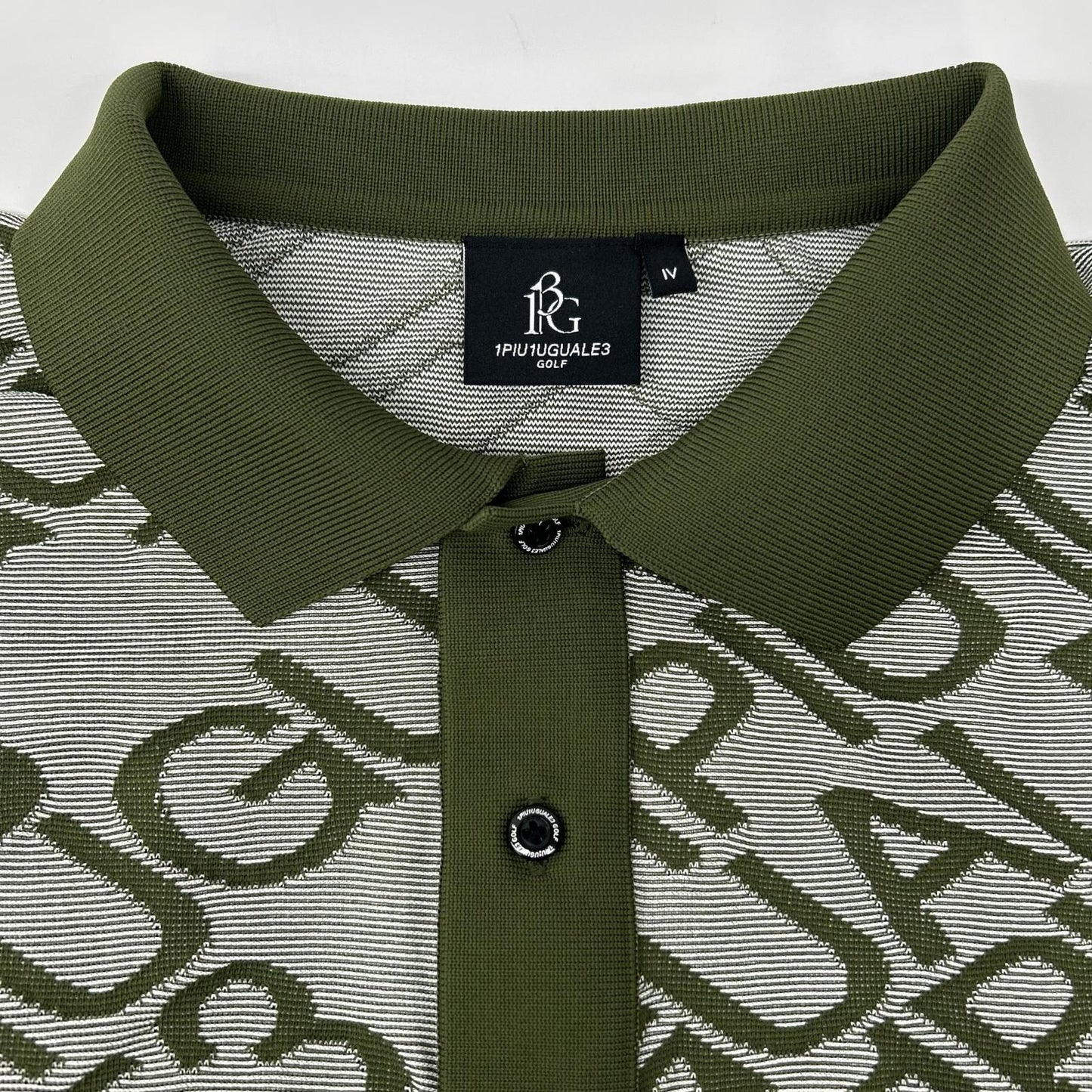 1piu1uguale3 Green All-Over Logo Knit Polo Size IV