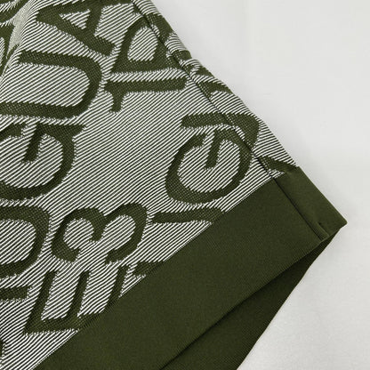 1piu1uguale3 Green All-Over Logo Knit Polo Size IV