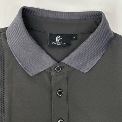 1piu1uguale3 Gray Polyester S/S Mesh Polo Shirt Size IV