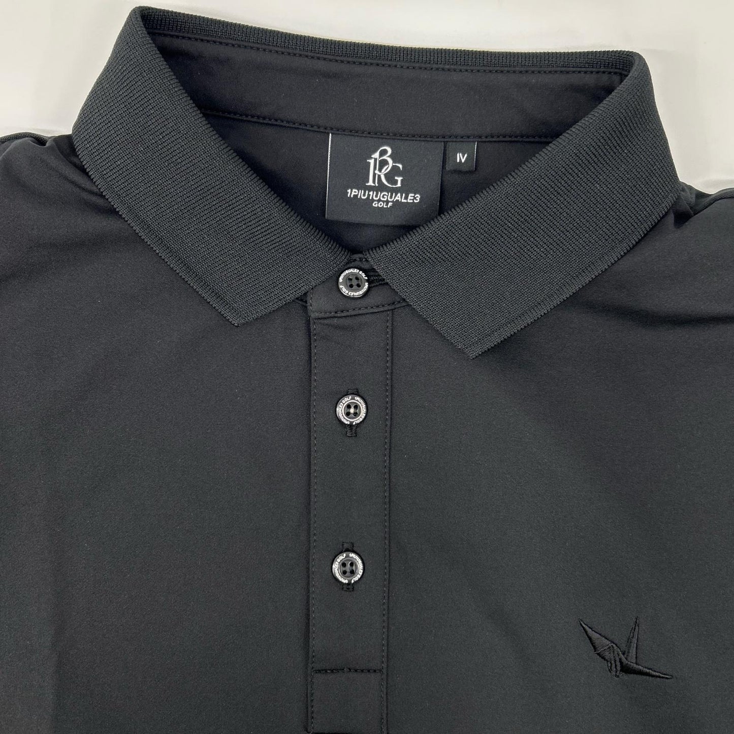 1piu1uguale3 Black Polyester S/S Mesh Polo Shirt Size IV