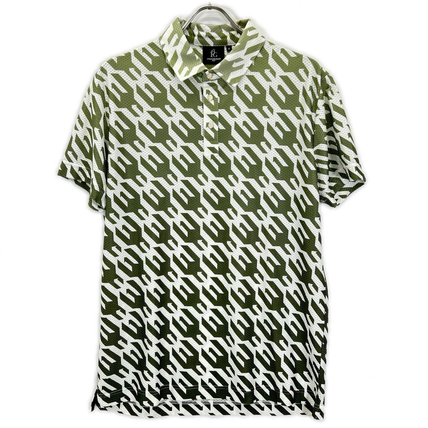 1piu1uguale3 Green x White Houndstooth Mesh Polo Size IV
