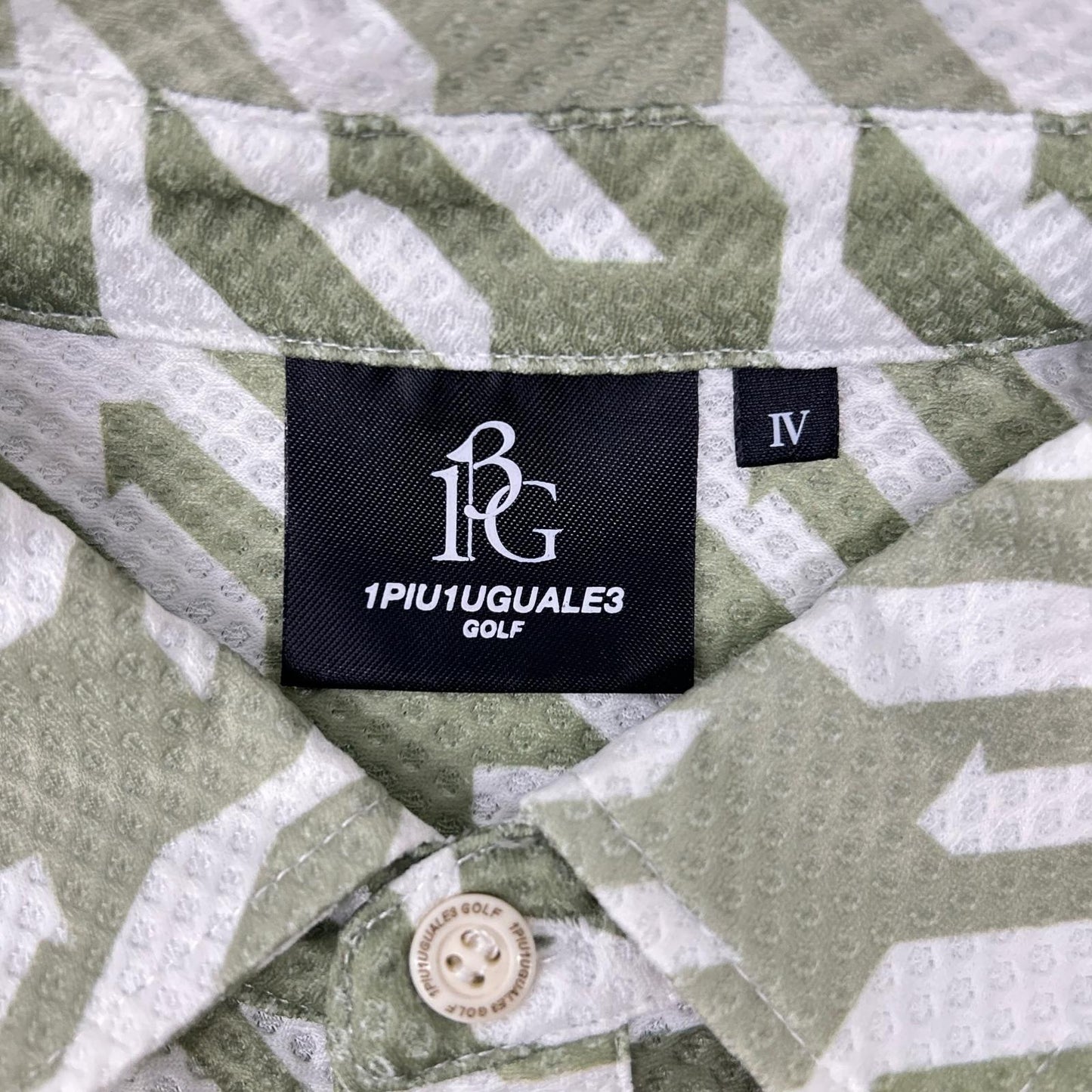1piu1uguale3 Green x White Houndstooth Mesh Polo Size IV