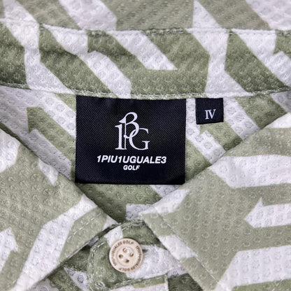 1piu1uguale3 Green x White Houndstooth Mesh Polo Size IV