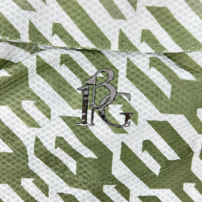 1piu1uguale3 Green x White Houndstooth Mesh Polo Size IV