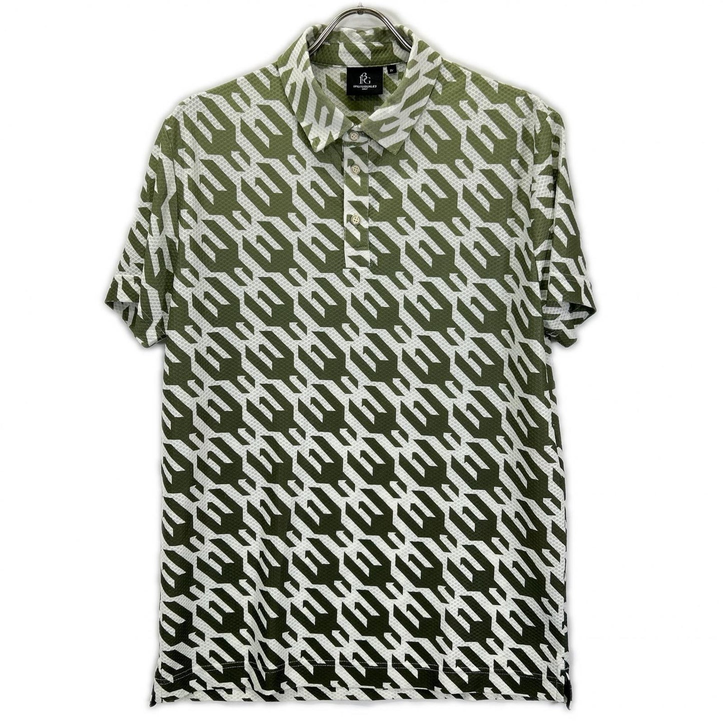 1piu1uguale3 Khaki x White Houndstooth Mesh Polo Size IV