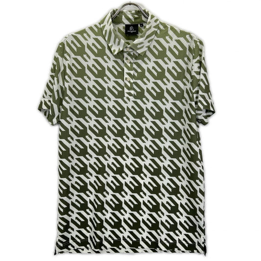 1piu1uguale3 Khaki x White Houndstooth Mesh Polo Size IV