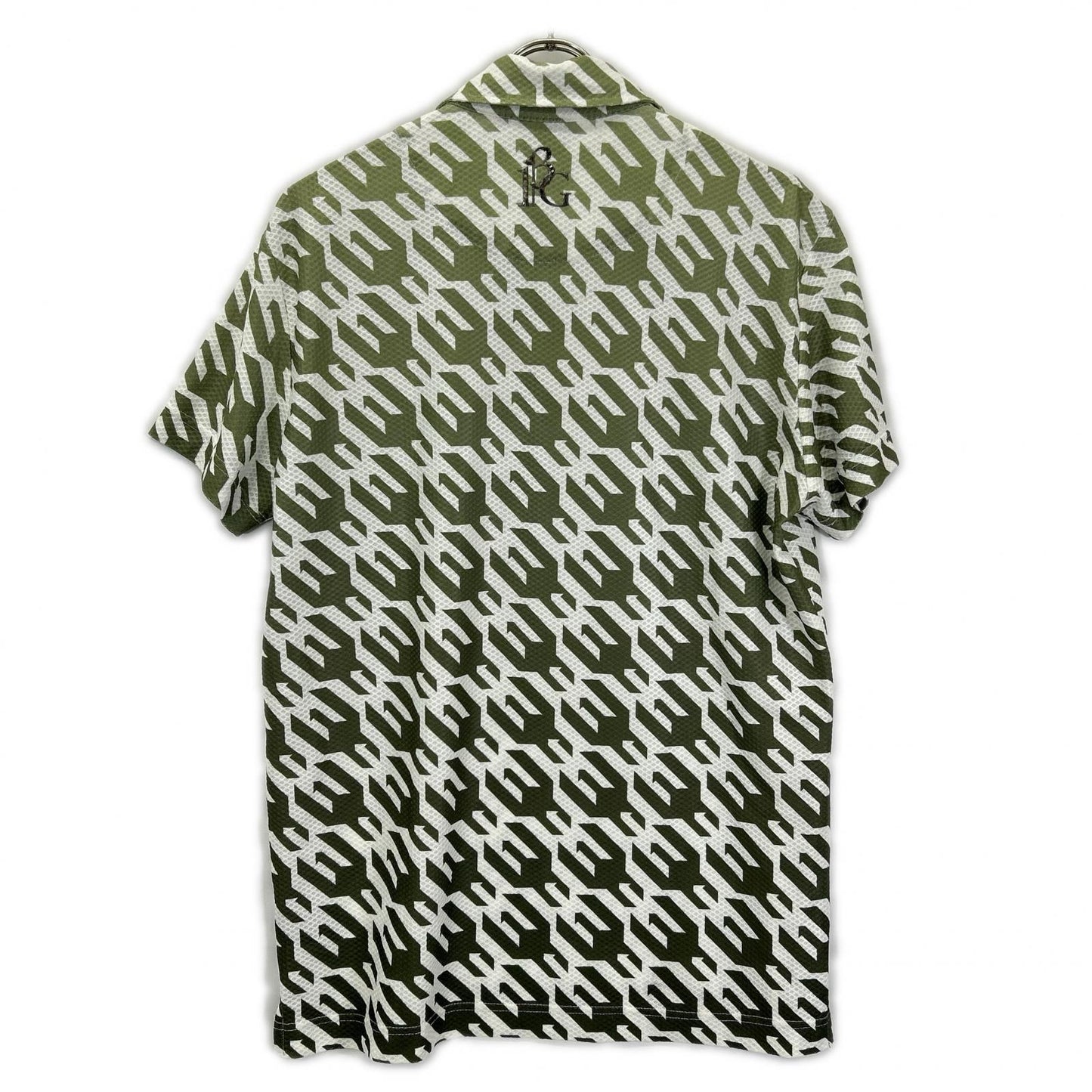 1piu1uguale3 Khaki x White Houndstooth Mesh Polo Size IV