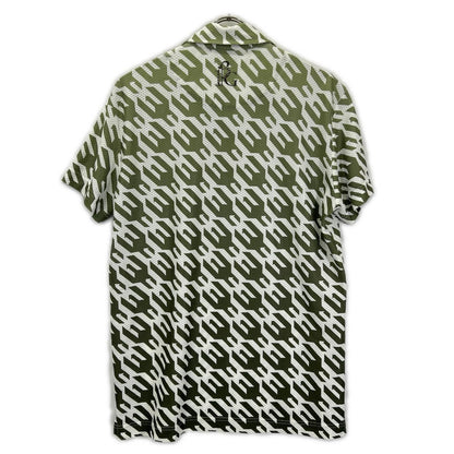 1piu1uguale3 Khaki x White Houndstooth Mesh Polo Size IV