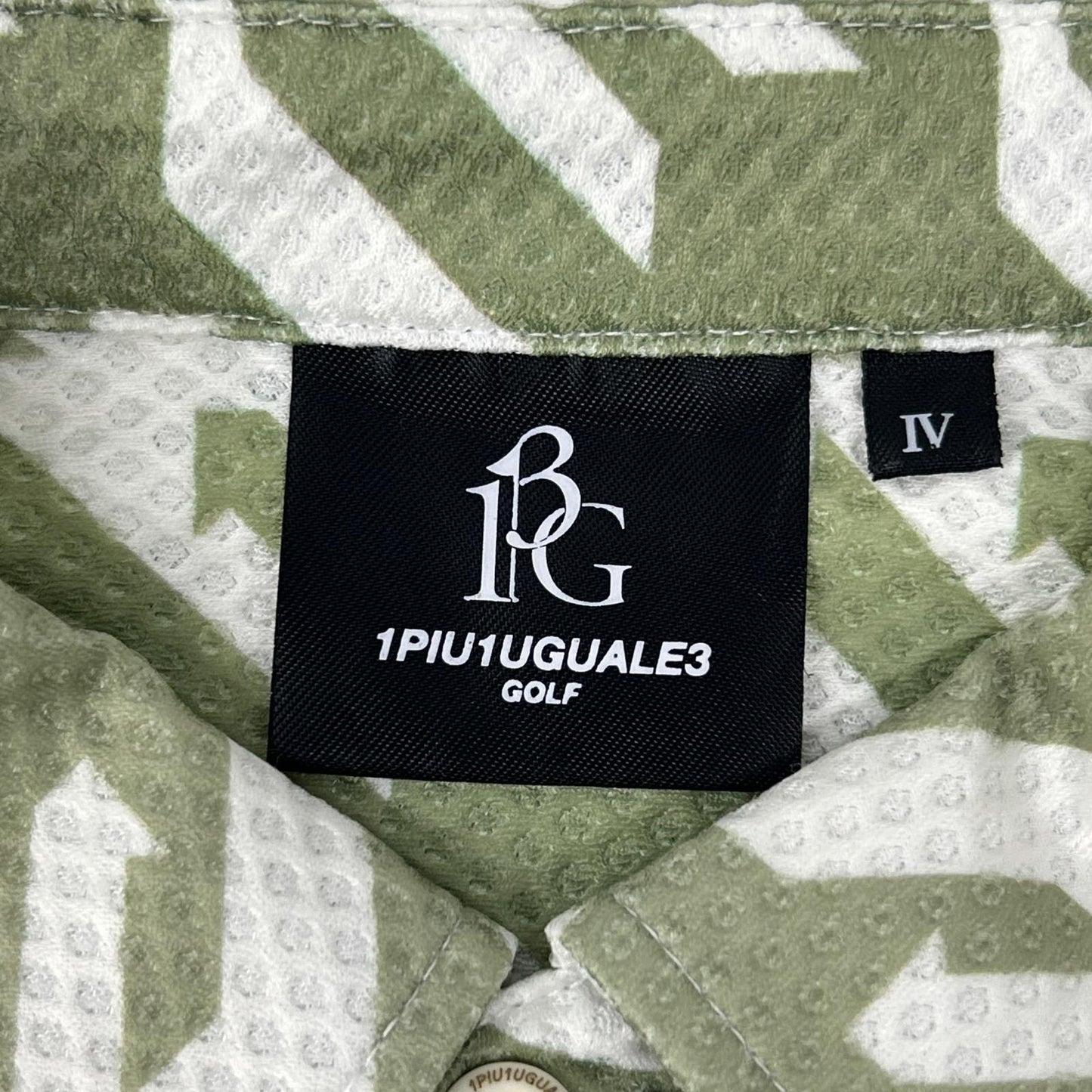 1piu1uguale3 Khaki x White Houndstooth Mesh Polo Size IV