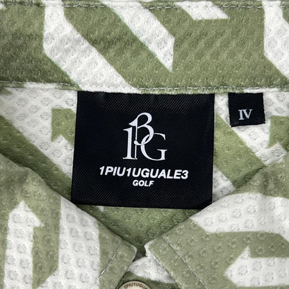 1piu1uguale3 Khaki x White Houndstooth Mesh Polo Size IV