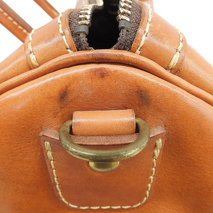 HERZ V-23 Leather Zipper Boston Bag Camel Size M
