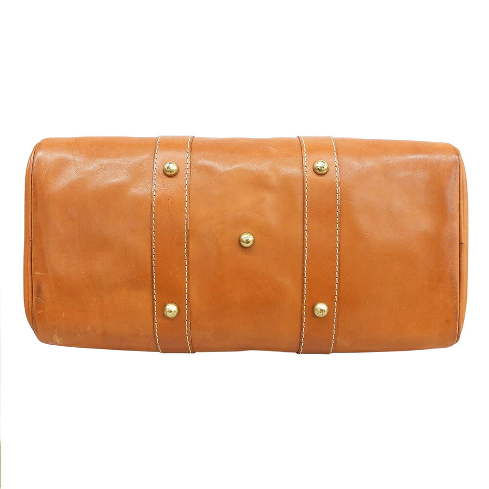 HERZ V-23 Leather Zipper Boston Bag Camel Size M