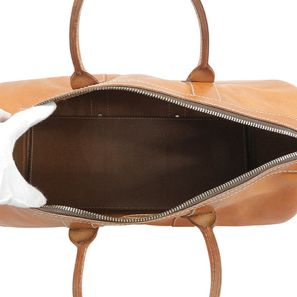HERZ V-23 Leather Zipper Boston Bag Camel Size M