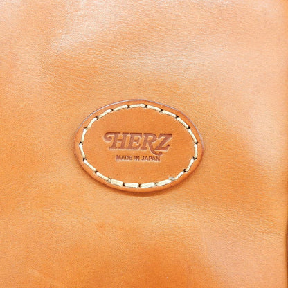 HERZ V-23 Leather Zipper Boston Bag Camel Size M