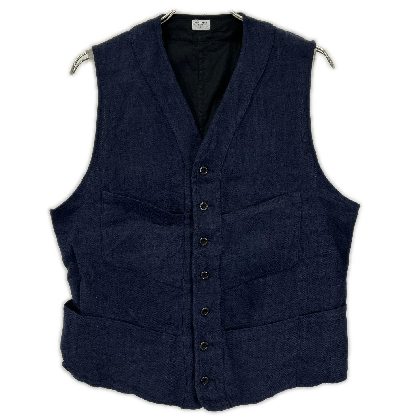 ANATOMICA Linen SAGAN Vest Navy Size L