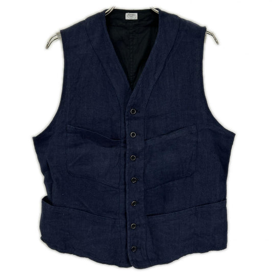 ANATOMICA Linen SAGAN Vest Navy Size L
