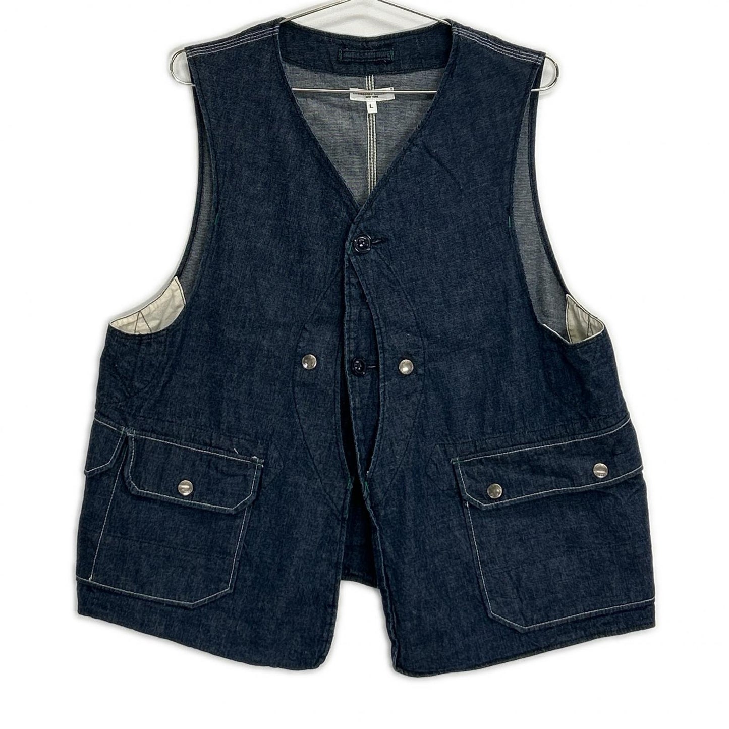Engineered Garments Indigo Denim Upland Vest Size L
