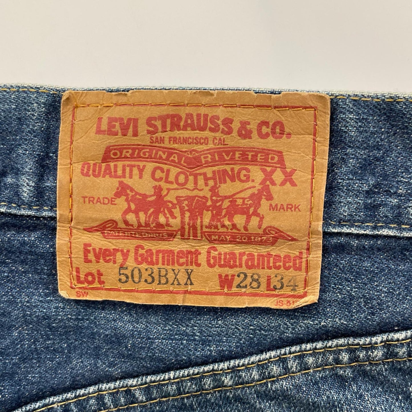 LEVI'S 90s Indigo 503BXX Reissue Big E Jeans Size W28L34
